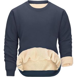 Heren Fleece Voering Sweatshirts Thermisch Winter Warm Crewneck Pullover Casual Werkmode