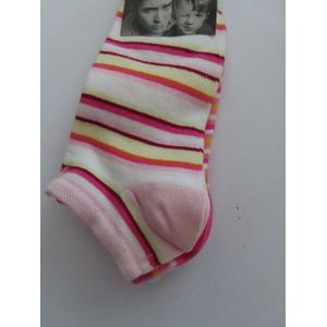 sokken - Sokka - 3 Pack - Meisjes - Dames - Gestreept - Wit , roze - 35 /42