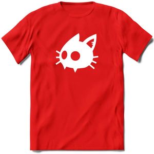 Cat Head - Katten T-Shirt Kleding Cadeau | Dames - Heren - Unisex | Kat / Dieren shirt | Grappig Verjaardag kado | Tshirt Met Print | - Rood - M