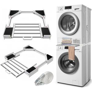 Tussenbouwframe wasmachinekast - uittrekbaar handdoekhouder - afmetingen 53-68 cm - universele stapelset - droger verbindingsframe Wasmachine- & Drogeraccessoires