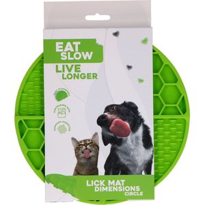 Eat Slow Live Longer Likmat Cirkel – Ø21 cm – Snuffelmat – Anti-schrok Mat – Slowfeeder – Afleiding – Honden en Katten - 100% Siliconen – Vaatwasserbestendig – Groen