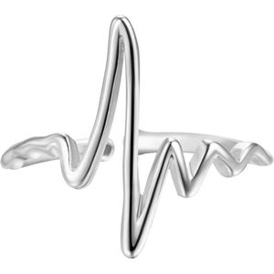 24/7 Jewelry Collection Hartslag Ring Verstelbaar - Verstelbare Ring - Zilverkleurig