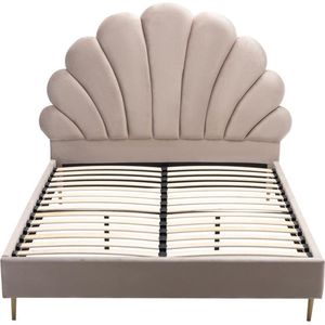 Vente unique Bed met schelpvorm Velours Beige LIVAYA x H x D 205