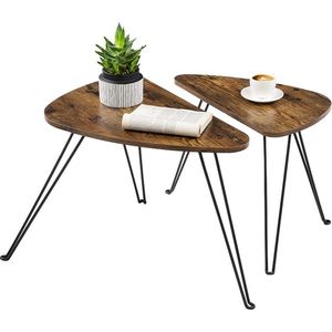 Salontafel industrieel - Met opbergruimte - TV meubel - Zonder lade - 2-delig - Landelijk - Hout - 60x38x48cm