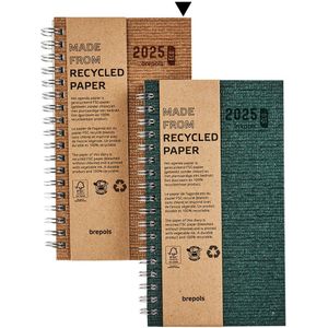 Brepols agenda 2025 - ECORAMA - Kazar - Wire-O - Weekoverzicht - 1w/2p - Cognac - 9 x 16 cm