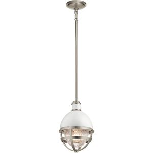 Kichler LED Pendelarmatuur Tollis | 1X E27 Max 40W | Dimbaar | Brushed Nickel & White