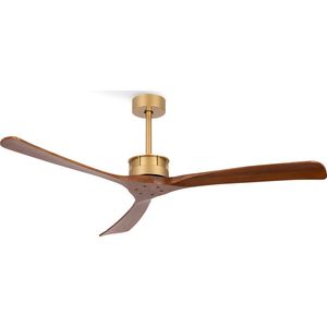 CREATE WIND LARGE DC - Plafondventilator XL 152 cm - 40W Ultrastille - Met WIFI - 6 snelheden - Timer - Goud & Donker Hout