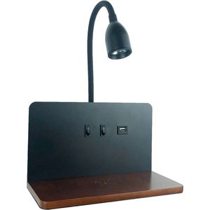 Wandlamp binnen - leeslamp - bedlampje - leeslampje - bedlampjes slaapkamer - bedlampjes leeslampjes - bedlampjes hoofdbord - inclusief draadloos opladen voor telefoon - 360 graden draaibaar - Zwart