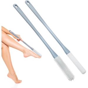 2 stuks voetenborstel voor de douche en rugschrobber met lange steel - badborstel lichaamsborstel