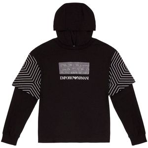 EA7voor jongens. 7B000045_AF10380 Sweater over fit zwart (6Años= 118cm), Casual, Sportief, Katoen, Meerdere sporten, kinderkleding