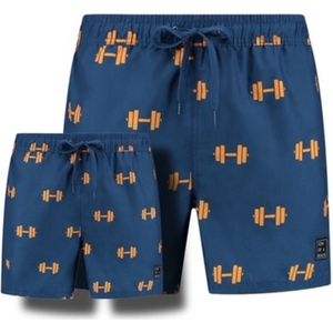 Son of a Beach vader en zoon zwembroek - dumbells - blauw - maat L+86/92