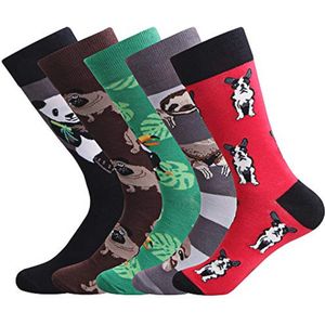 Kleurige Fun sokken voor Mannen - 5 Paar Grappige Katoenen Crew Sokken