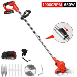 Mila Shop Grastrimmer - 2 accu's en lader - Bostrimmer - Kantmaaier - Draadloos - Rood