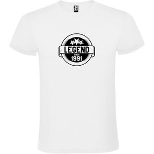 Wit T-Shirt met “Legend sinds 1991 “ Afbeelding Zwart Size XXXXL