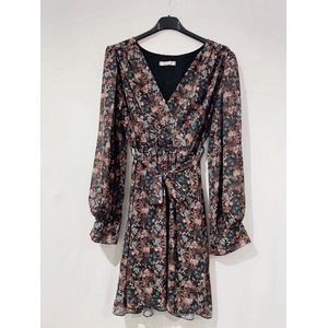 Jurk Flore - Mini jurk met Bloemetjes - Bruin/Blauw - One size