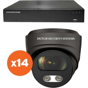 Beveiligingscamera 4K Ultra HD - Sony 8MP - Set 14x Dome - Zwart - Buiten & Binnen - Met Nachtzicht - Incl. Recorder & App