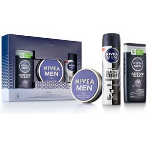 NIVEA MEN Pure Geschenkset - Sinterklaas en Kerst Cadeau - Giftset met Creme, Douchegel en Deodorant - Cadauset Verjaardag - Kado