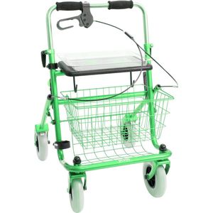 Premis - Provo - Rollator - 2de Generatie - Duwbeugel - Met één hand te bedienen - Rechtshandig -Maximaal draagvermogen 120 kg - Appel Groen