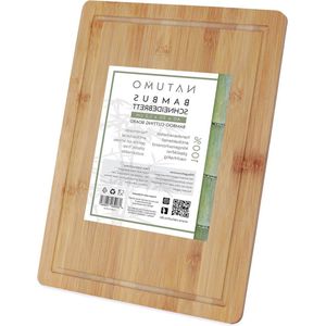 Snijplank bamboe met sapgoot 40 x 30 cm - Grote houten keukenplank en serveerplank - Massief hout XXL