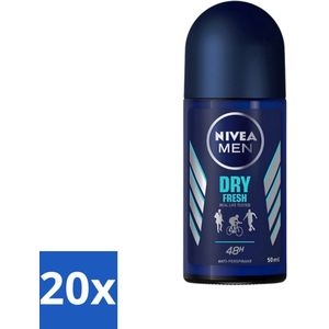 20 x Nivea - Men - Deodorant - Roller - Dry Fresh - 48 Uur Lang Werkend - 50 ml - Deodorant Roller - Deodorant Voor Mannen
