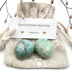 Geboortesteen december - Amazoniet trommel sneeuwzakje - edelstenen - knuffelsteen - gefeliciteerd - verjaardag cadeau voor hem/haar - geluksbrenger - klein kado
