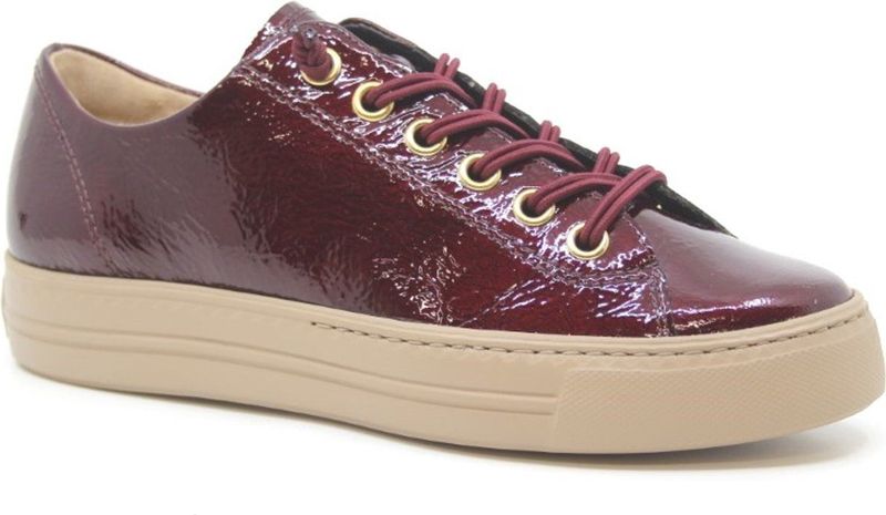 Paul Green - Casual Sneakers - Rood - Leer - Vetersluiting