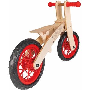 Pilsan Hout Rood Loopfiets - 2wieler tweewieler 34x78x52cm goed voor evenwicht en zelfvertrouwen