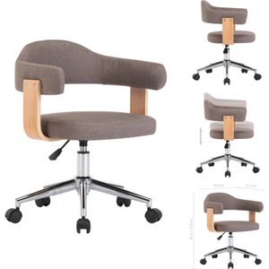 vidaXL Kantoorstoel - Draaibaar - Taupe - 49.5 x 51.5 x (94.5 - 115.5) cm - Ergonomisch ontwerp - Bureaustoel