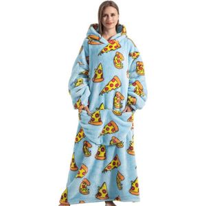 Nivard Hoodie Deken Met Mouwen - Onesie - Fleece Blanket - Dames - Heren - Kinderen - Plaid - Knuffeldeken - Extra Zacht & Warm - Pizza
