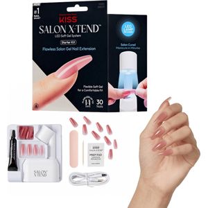KISS Salon X-Tend Gelnagel Starterset - Incl. lamp lijm en tools - Gelnagels verlengen - 30 delig
