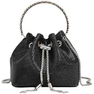 Damesportemonnee met fonkelende kristallen strass, sprankelende handtas, crossbodytas voor avondbruiloften, feesten en proms zwart