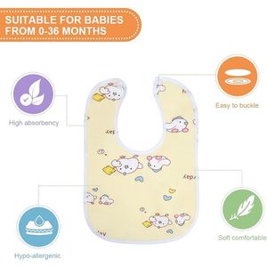 Babyslabbetjes, 7 stuks slabbetjes van 100% biologisch katoen, zachte en absorberende mousseline met verstelbare drukknop, babyslabbetjes voor peuters, unisex
