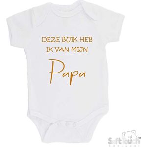 100% katoenen Romper ""Deze buik heb ik van Papa"" Unisex Katoen Wit/tan Maat 56/62