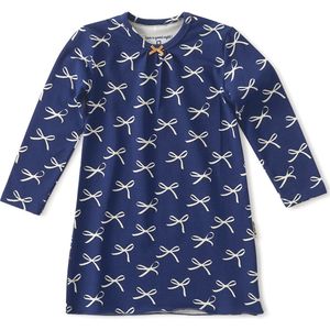 Little Label Meisjes Nachthemd - Maat 134-140 - Pyjama - Blauw, Wit - Zachte BIO Katoen