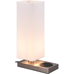 LED Tafellamp - Tafelverlichting - Torna Helsa - E14 Fitting - Rechthoek - Mat Nikkel - Aluminium