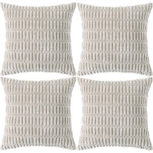 Set van decoratieve kussenslopen - 4 stuks - lichtgroen - corduroy fluweel - 45 x 45 cm