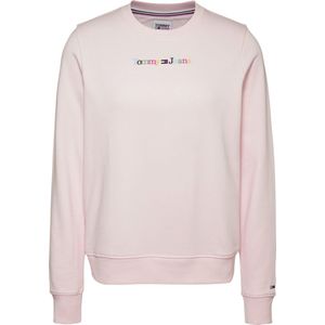 Tommy Jeans - Dames Sweaters Reg Serif Color Sweater - Roze - Maat XL