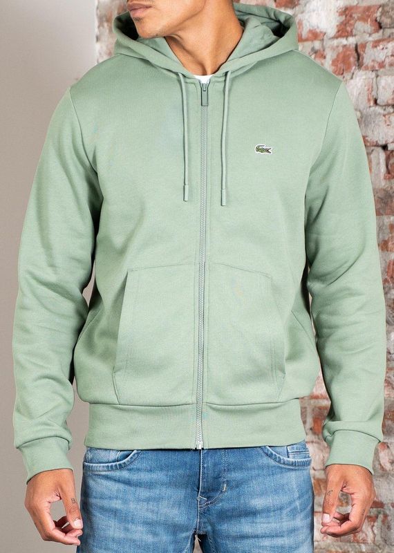 LACOSTE - Zip-up Hoodie - Groen - Katoen
