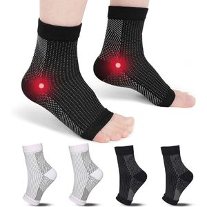 Sport Enkelbandage - Orthopedische Steuncompressiesokken voor Plantar Fasciitis en Achillespeesblessures - 4 Paar - Zwart/Wit - XXL