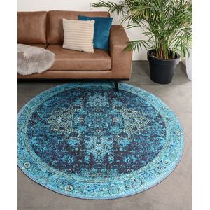 Rond vintage vloerkleed - Fade No.2 blauw 115 cm rond