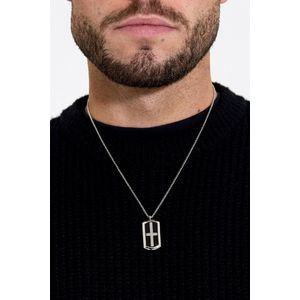 Ketting kruis - Mannen - Zwart en zilver - Stainless Steel - Nikkelvrij