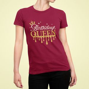 Birthday Queen Drip - Verjaardag T-shirt Rood - Grappig T-shirt - Maat M - Verjaardag Cadeau Vrouwen - Limited Edition