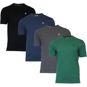 Donnay - T-shirt - Heren - Black/Navy/Charcoal/Forest green - 4-Pack