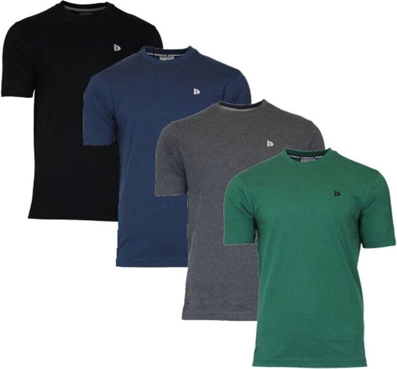 Donnay - T-shirt - Heren - Black/Navy/Charcoal/Forest green - 4-Pack