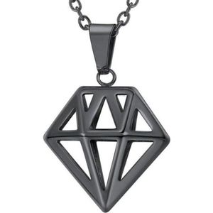 Mendes heren ketting Edelstaal Diamant Zwart