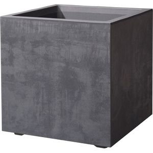 Cubo Millenium vierkante plantenbak antraciet, 39x39x39cm met waterreservoir - kunststof