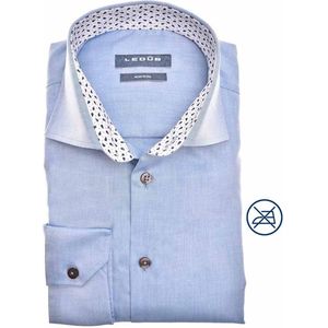 Ledub modern fit overhemd - middenblauw - Strijkvrij - Boordmaat: 44