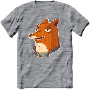 Casual vos T-Shirt Grappig | Dieren fox Kleding Kado Heren / Dames | Animal Skateboard Cadeau shirt - Donker Grijs - Gemaleerd - XL