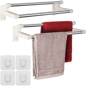 Belle Vous (2 Pak) Plastic Handdoeken Houder Rails - 36 cm - Muur Gemonteerde Zelfklevende Balk voor Badkamer/Keuken - Geborsteld Roestvrij Stalen Stangen