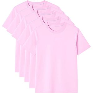 Heren T-shirts - 5 Stuks - Effen - Ronde Hals - Normale Pasvorm - 100% Katoen